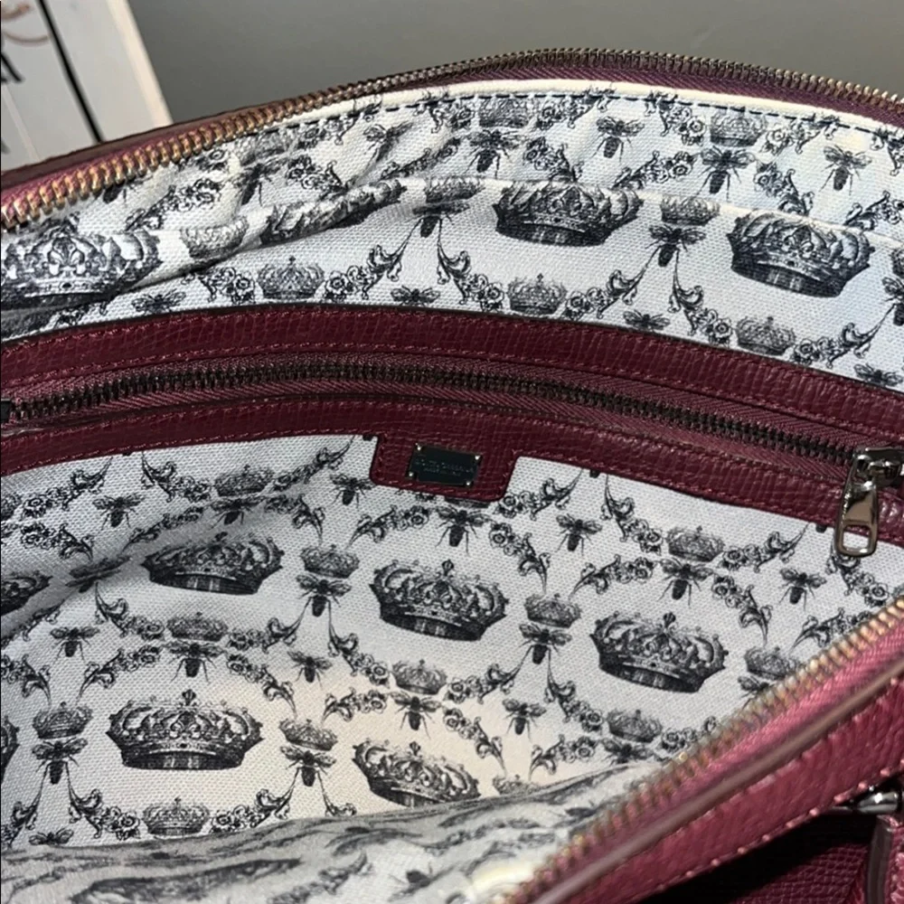 Dolce & Gabbana Mediterraneo Bordeaux Brick Red Laptop Bag Structured Design EUC
